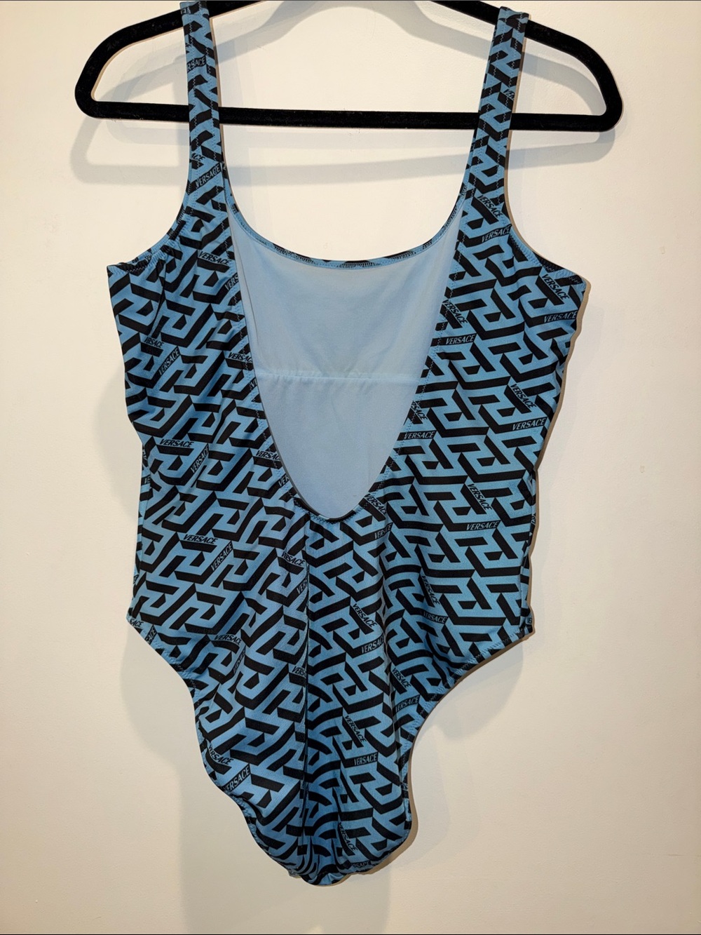 Versace Blue & Black Logo Greca One Piece Swimsuit, - Picture 6 of 10